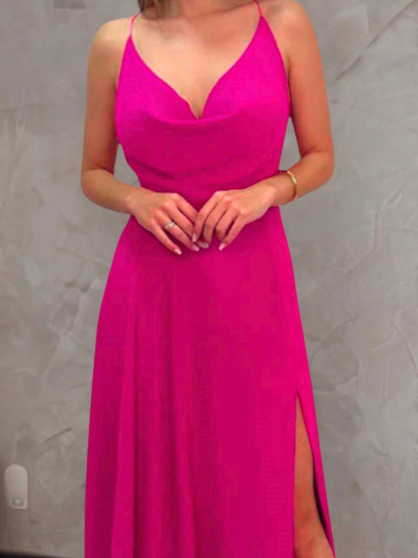 Vestido de Festa Frente Única rosa