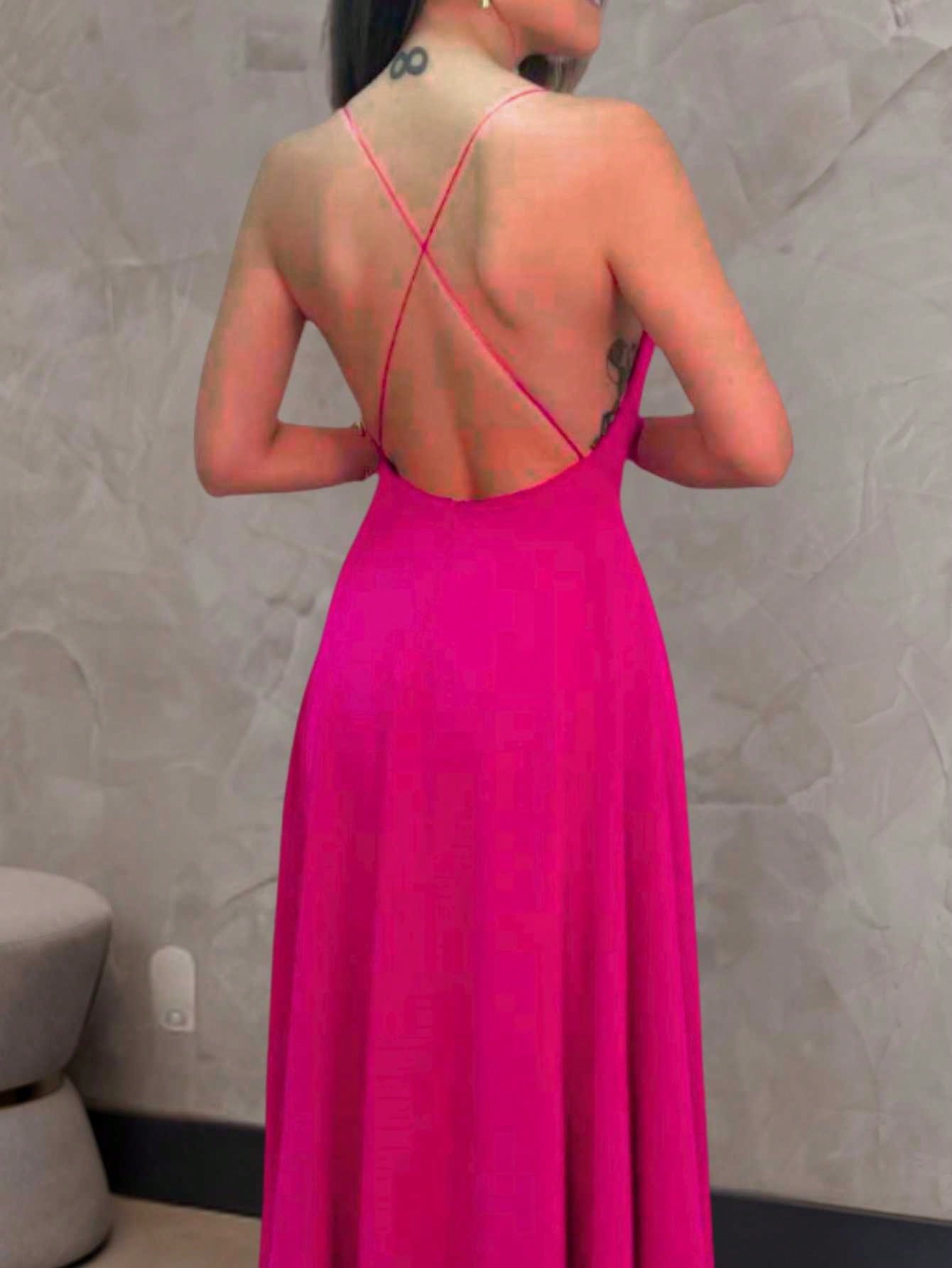 Vestido de Festa Frente Única rosa