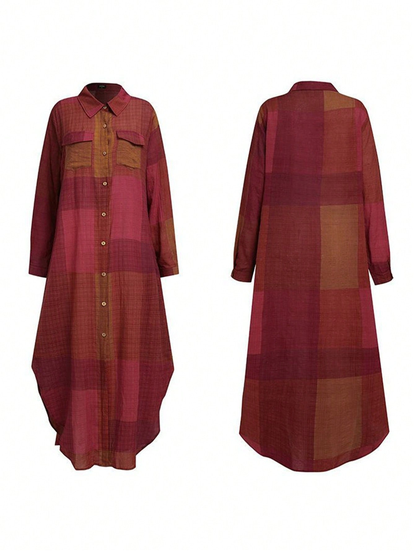 Vestido Camisa Solto Com Botão E Bolsos
