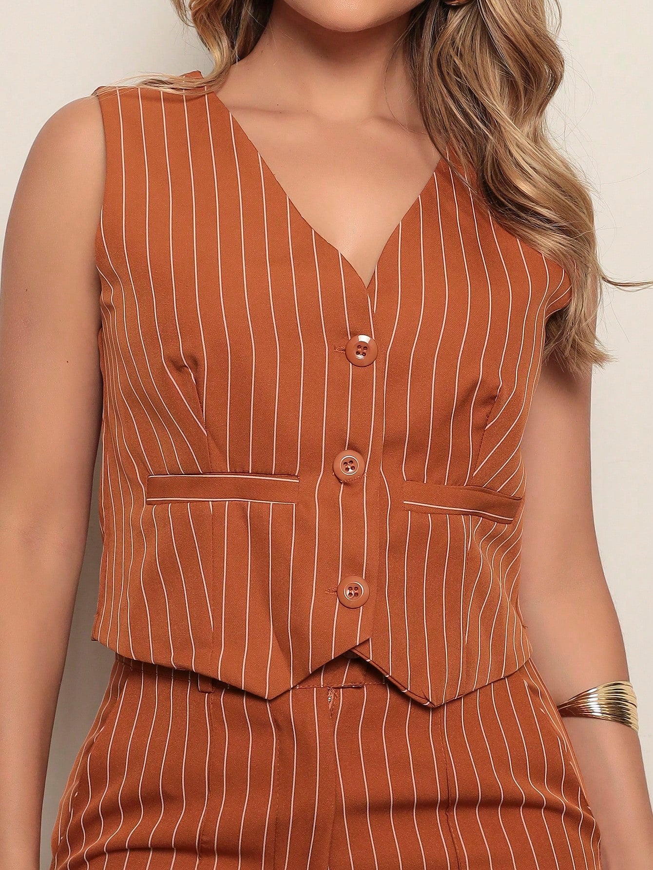 Conjunto De Alfaiataria Feminino: Colete + Calça Moda Casual/Social
