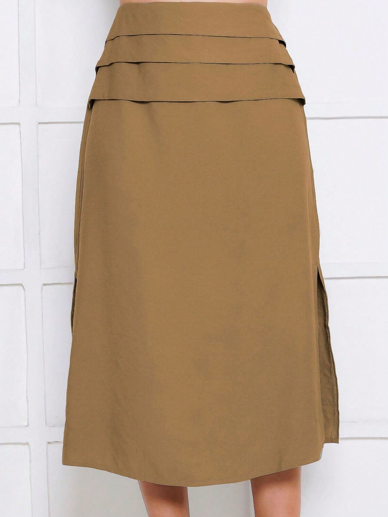 Conjunto Elegante Blusa Regata Saia Midi em Tecido Marrant