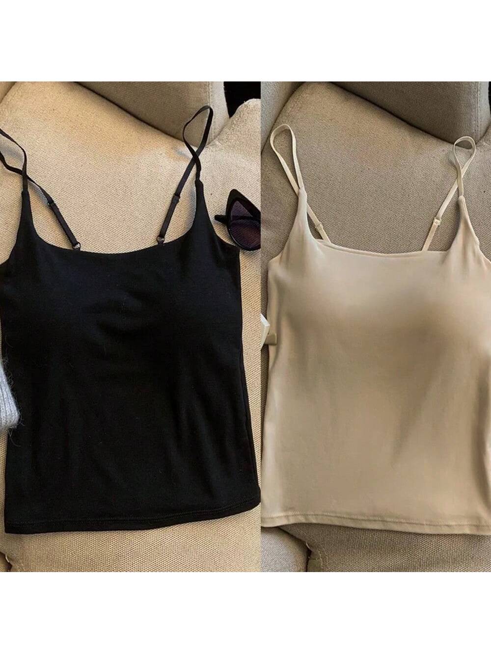 Blusa Regata Poliamida Alça Fina Regulável Gola Redonda Com bojo Basica Liso Tecido nada transparente