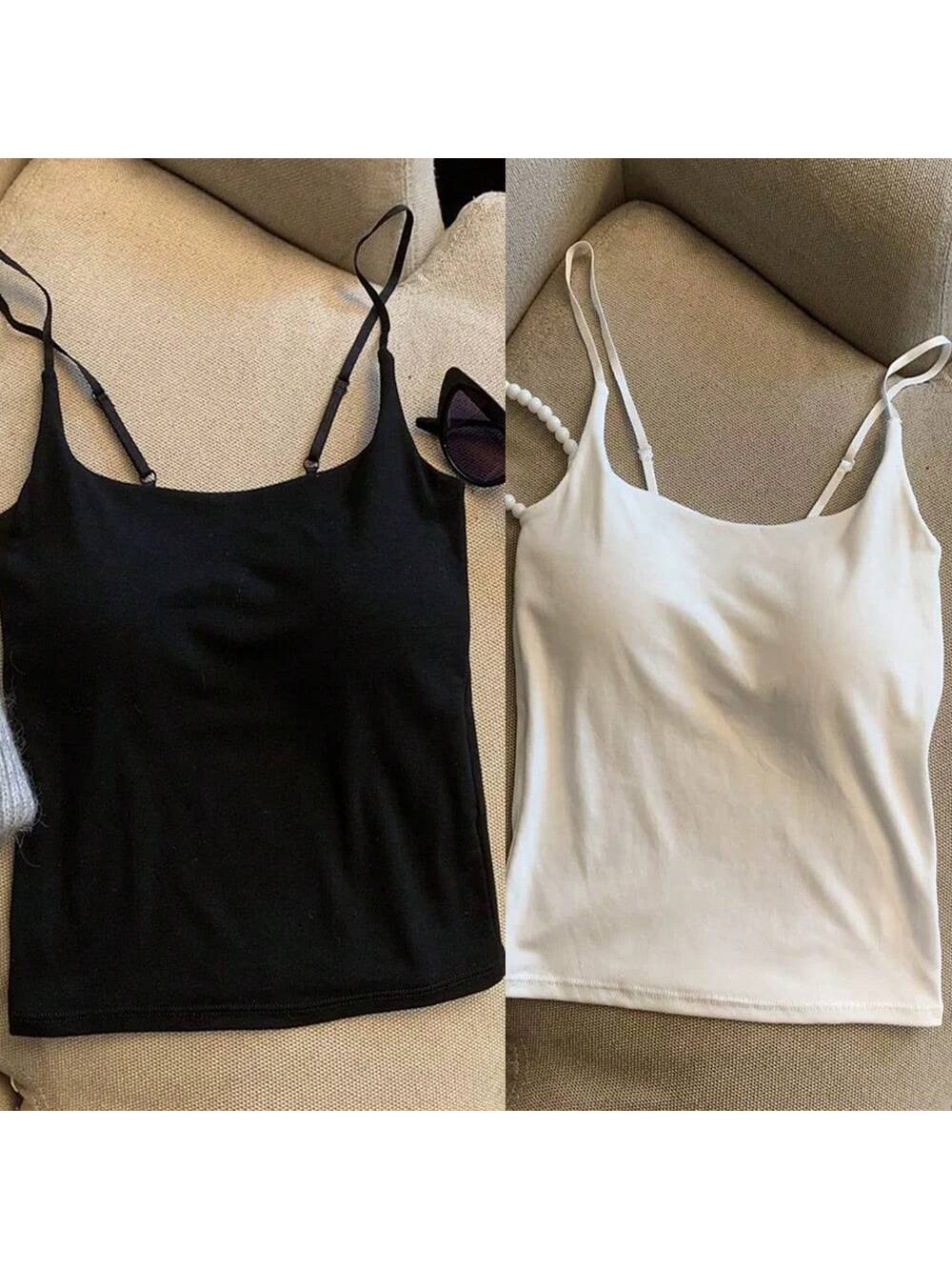 Blusa Regata Poliamida Alça Fina Regulável Gola Redonda Com bojo Basica Liso Tecido nada transparente