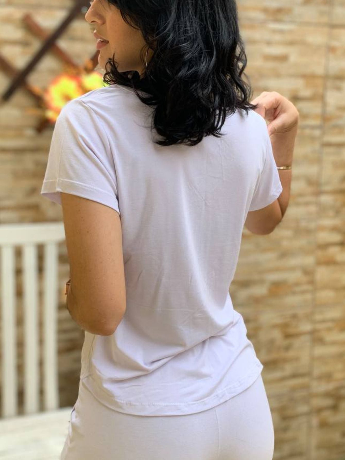 Blusa Feminina Gola V Manga Curta Básica T-shirt