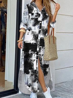 Vestido Camisa Solto Com Botão E Bolsos
