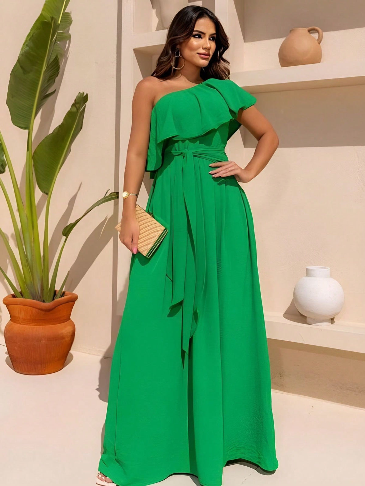 Vestido Longo Elegante, Um Obro, Soltinho, Forrado.