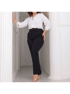 Calça Feminina PLUS SIZE Alfaiataria COM CINTO