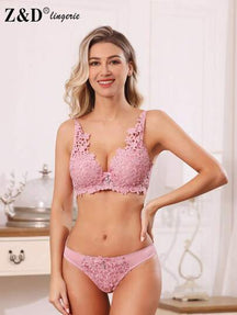 Lingerie Conjunto Com Aro Com Renda e Bojo Calcinha  Tanga