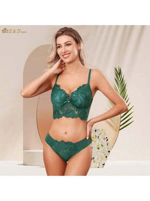 Lingerie Conjunto Com Aro Com Renda e Bojo Calcinha  Tanga