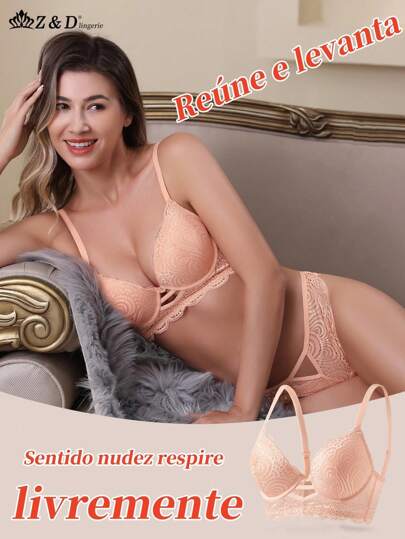 Lingerie Conjunto Lingerie Com Aro  Bojo E Renda calcinha fio dental