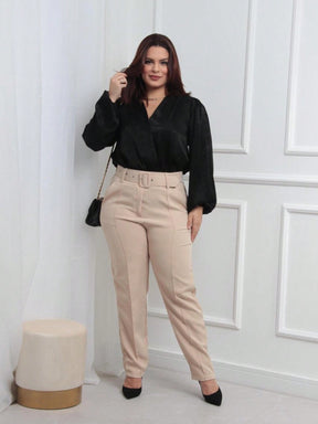 Calça Feminina PLUS SIZE Alfaiataria COM CINTO