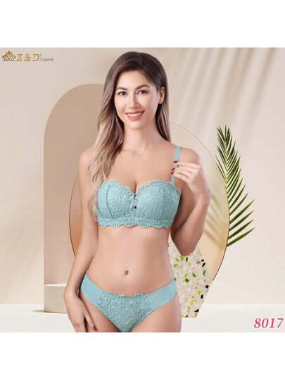 LIngerie alças removíveis. Conjunto Sem Aro Com Renda e Bojo Calcinha Tanga