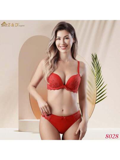 Lingerie Conjunto Com Aro Com Renda e Bojo Calcinha Tanga