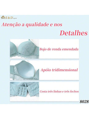 Lingerie Conjunto Com Aro Com Renda e Bojo Calcinha Tanga