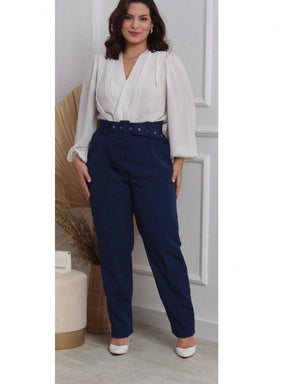 Calça Feminina PLUS SIZE Alfaiataria COM CINTO