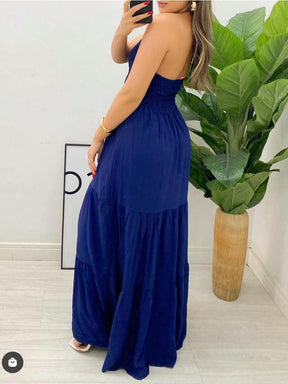 vestido longo xadrez com fenda lateral