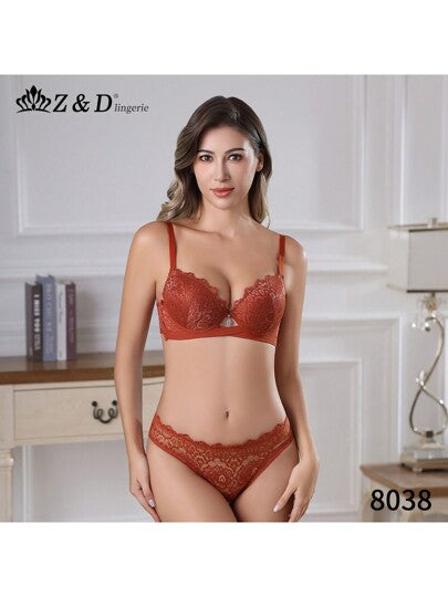 Lingerie Conjunto Com Aro e Bojo Rendado Calcinha Normal