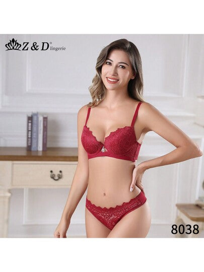 Lingerie Conjunto Com Aro e Bojo Rendado Calcinha Normal