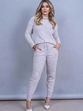 Conjunto Tricot Mousse Blusa Mullet Calça com Punho Moda Feminina Inverno