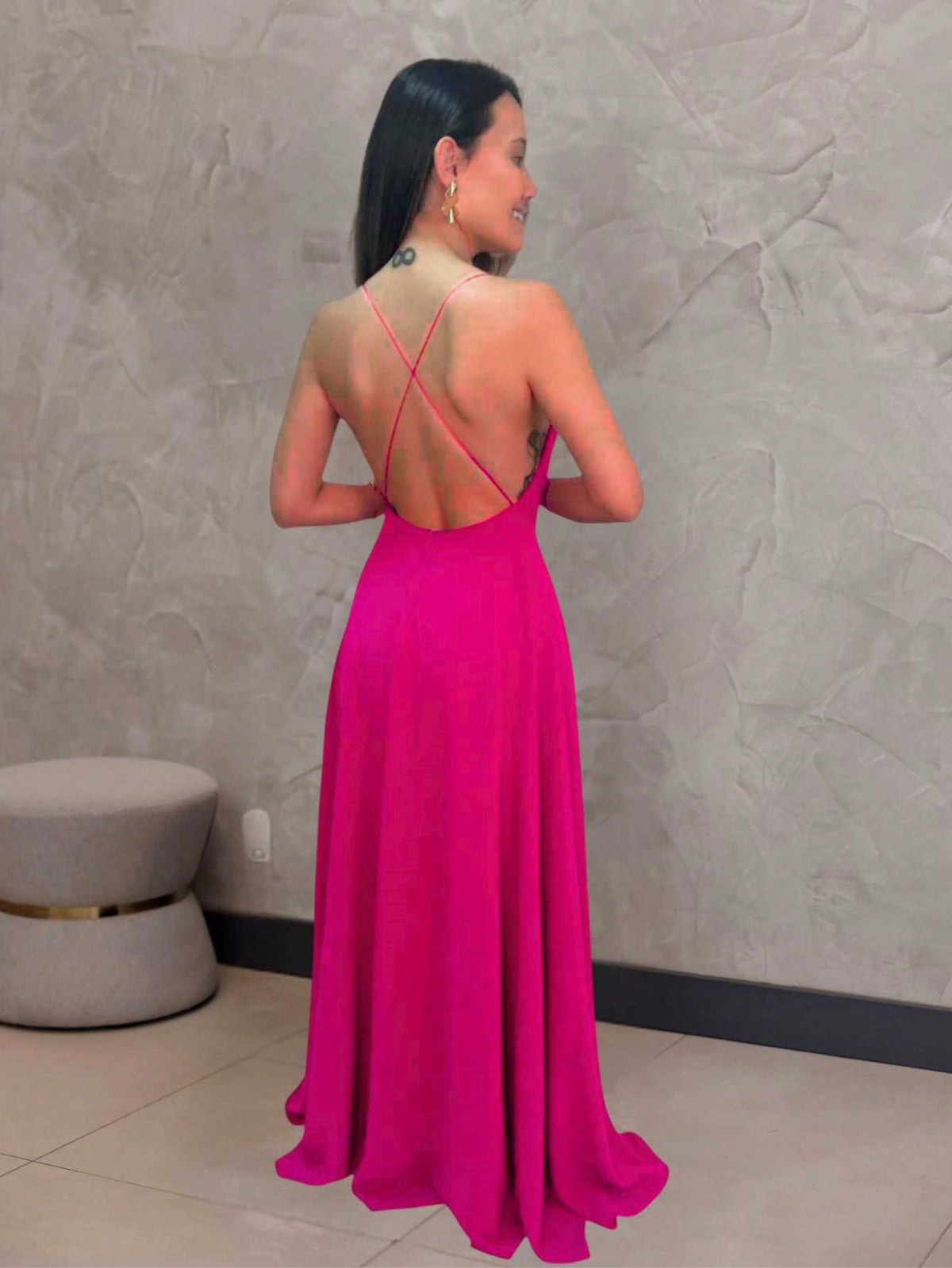 Vestido de Festa Frente Única rosa