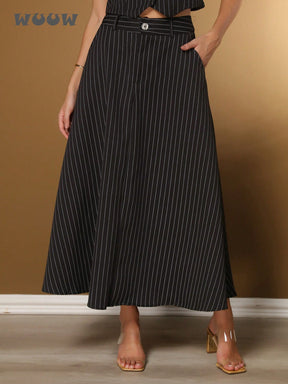 Conjunto Feminino Listras Colete Alfaiataria, Listras: Colete+saia