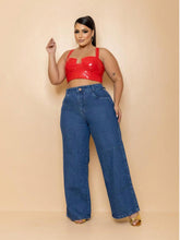 Calça Jeans Pantalona Wide Leg Plus Size Premium