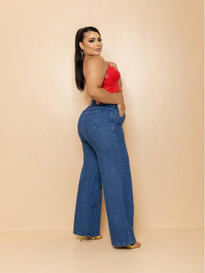 Calça Jeans Pantalona Wide Leg Plus Size Premium