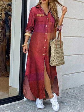 Vestido Camisa Solto Com Botão E Bolsos