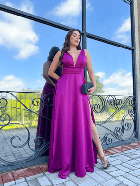 VESTIDO DE FESTA LONGO ACETINADO