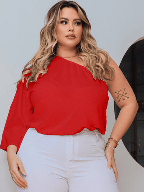 Blusa Branca Feminina Plus Size Ajustável Com Elástico Soltinha