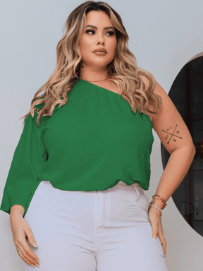 Blusa Branca Feminina Plus Size Ajustável Com Elástico Soltinha