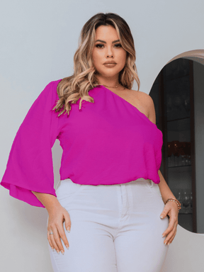 Blusa Branca Feminina Plus Size Ajustável Com Elástico Soltinha