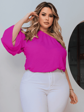 Blusa Branca Feminina Plus Size Ajustável Com Elástico Soltinha