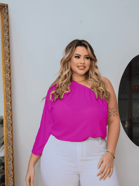 Blusa Branca Feminina Plus Size Ajustável Com Elástico Soltinha