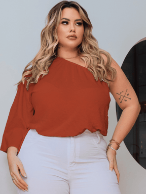 Blusa Branca Feminina Plus Size Ajustável Com Elástico Soltinha