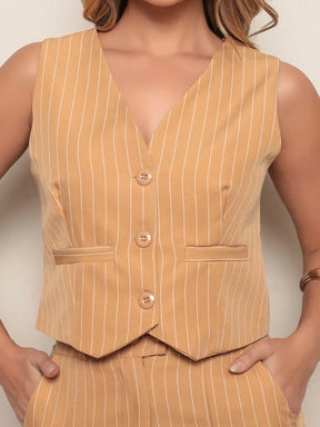 Conjunto De Alfaiataria Feminino: Colete + Calça Moda Casual/Social