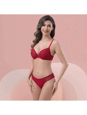 Lingerie Conjunto Com Aro Com Renda De Bordado e Bojo Calcinha Tanga