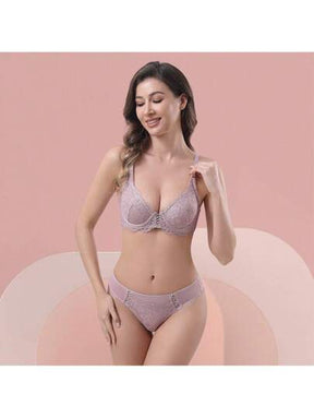 Lingerie  Conjunto Sem Bojo Com Aro e Renda Calcinha Fio Dental