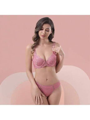 Lingerie  Conjunto Sem Bojo Com Aro e Renda Calcinha Fio Dental