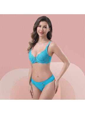 Lingerie  Conjunto Sem Bojo Com Aro e Renda Calcinha Fio Dental