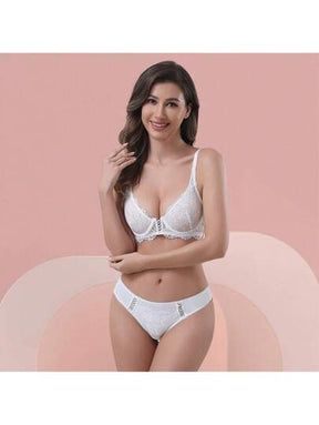 Lingerie  Conjunto Sem Bojo Com Aro e Renda Calcinha Fio Dental