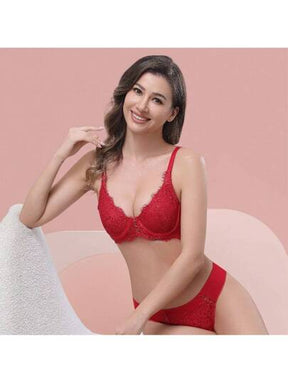 Lingerie  Conjunto Sem Bojo Com Aro e Renda Calcinha Fio Dental