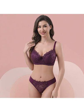 Lingerie Conjunto plus size Com Aro Renda e Bojo Calcinha Fio Dental