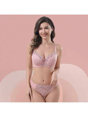 Lingerie Conjunto plus size Com Aro Renda e Bojo Calcinha Fio Dental