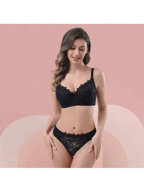 Lingerie Conjunto plus size Com Aro Renda e Bojo Calcinha Fio Dental