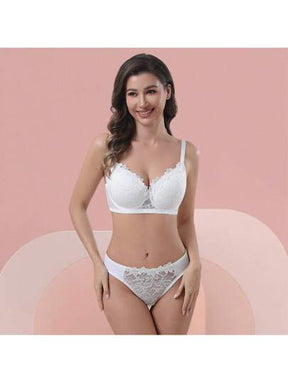 Lingerie Conjunto plus size Com Aro Renda e Bojo Calcinha Fio Dental