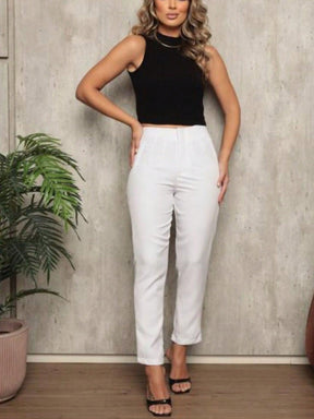 Calça Alfaiataria Sem Cinto Feminina - Cintura Alta