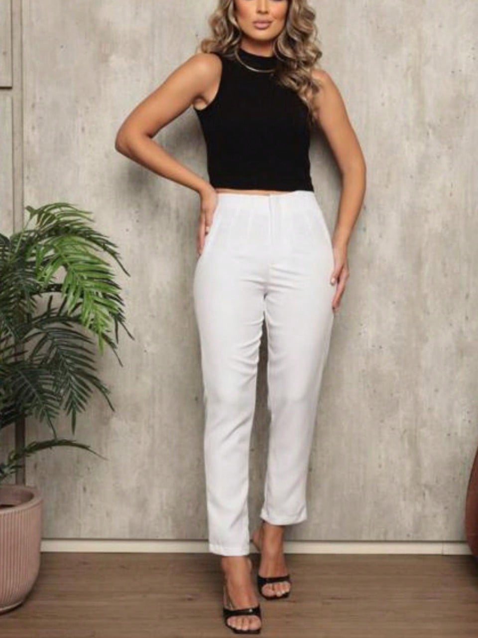 Calça Alfaiataria Sem Cinto Feminina - Cintura Alta