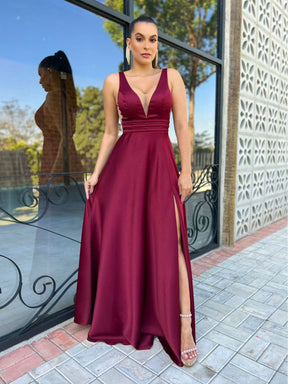 VESTIDO DE FESTA LONGO ACETINADO