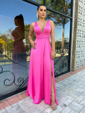 VESTIDO DE FESTA LONGO ACETINADO